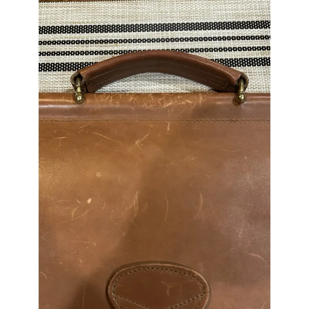 Vintage Jack Georges Leather Briefcase Crossbody Laptop Bag made in USA No Strap